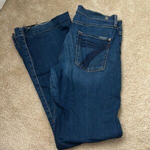 Blue Flare Wide Leg Jeans with Medium Wash